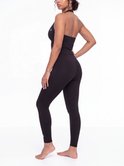 Albina + Honora Ruched Top & High Waisted Matching Yoga Set - In Black